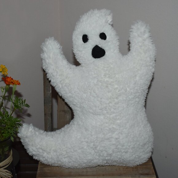Pottery Barn Other - Pottery Barn Plush Sherpa Ghost Shaped Pillow Fall Halloween Decor